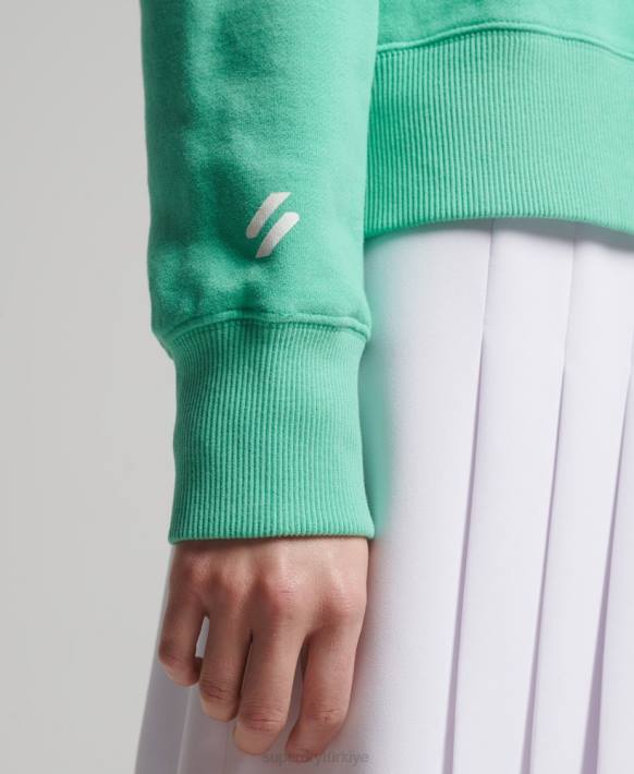 kadınlar Superdry yeşil core spor yarım fermuarlı sweatshirt NNTB6082