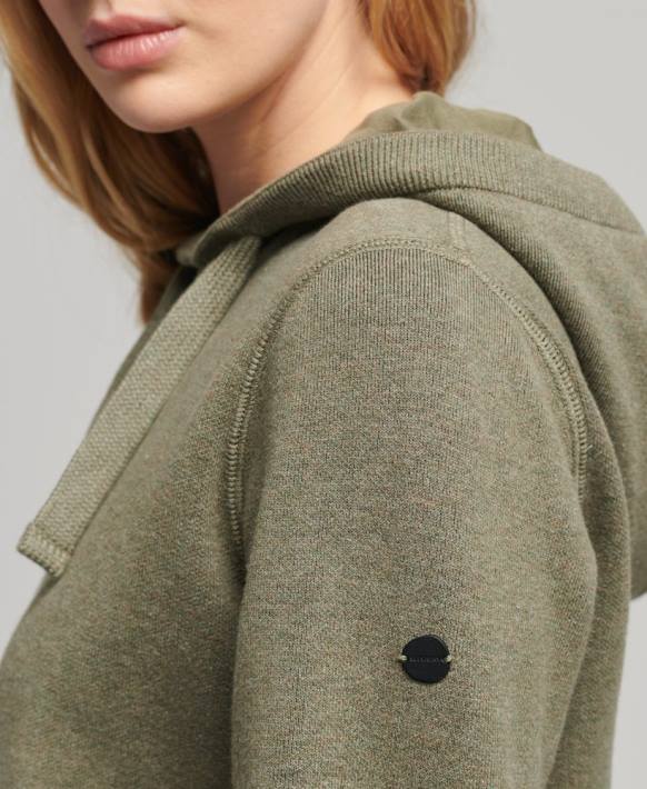 kadınlar Superdry yeşil organik pamuk temel organik pamuklu kapşonlu NNTB6757