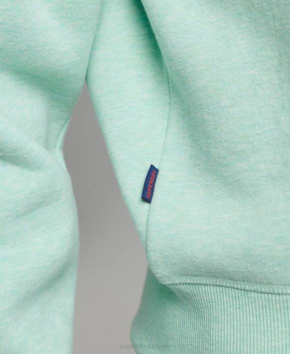 kadınlar Superdry yeşil organik pamuklu eski logo henley sweatshirt NNTB5893