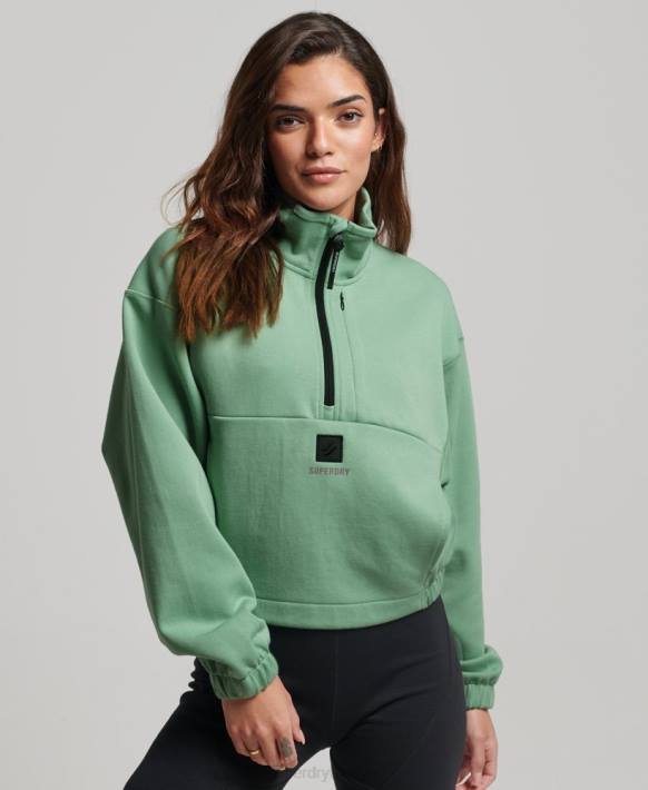 kadınlar Superdry yeşil tech batwing yarım fermuarlı sweatshirt NNTB3286