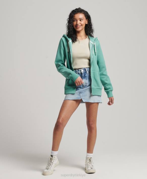 kadınlar Superdry yeşil vintage cali kesme fermuarlı kapüşonlu svetşört NNTB2271