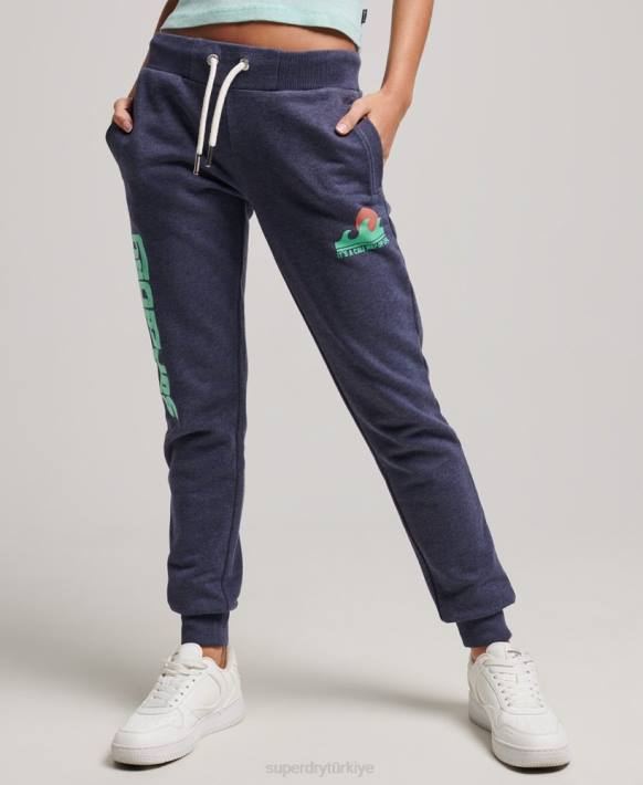 kadınlar Superdry Donanma cali kesme fırçasız joggers NNTB3916