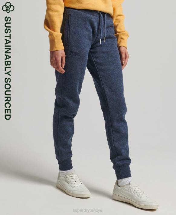 kadınlar Superdry Donanma organik pamuklu eski logo işlemeli jogger pantolon NNTB3929