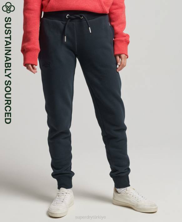 kadınlar Superdry Donanma organik pamuklu eski logo işlemeli jogger pantolon NNTB6640