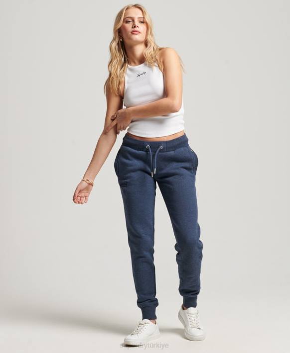 kadınlar Superdry Donanma vintage logo işlemeli jogger pantolon NNTB3898