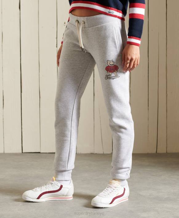 kadınlar Superdry açık gri kolej koşucuları NNTB3934