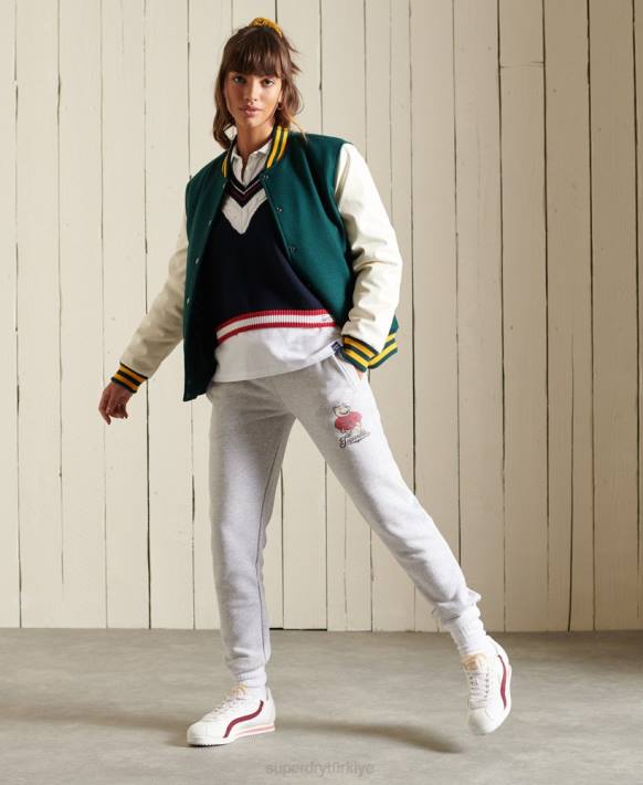 kadınlar Superdry açık gri kolej koşucuları NNTB3934