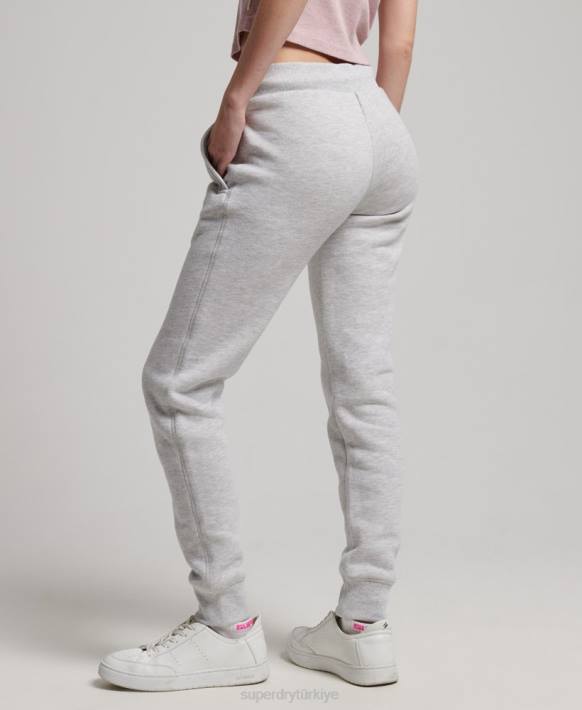 kadınlar Superdry açık gri vintage logo işlemeli jogger pantolon NNTB3896