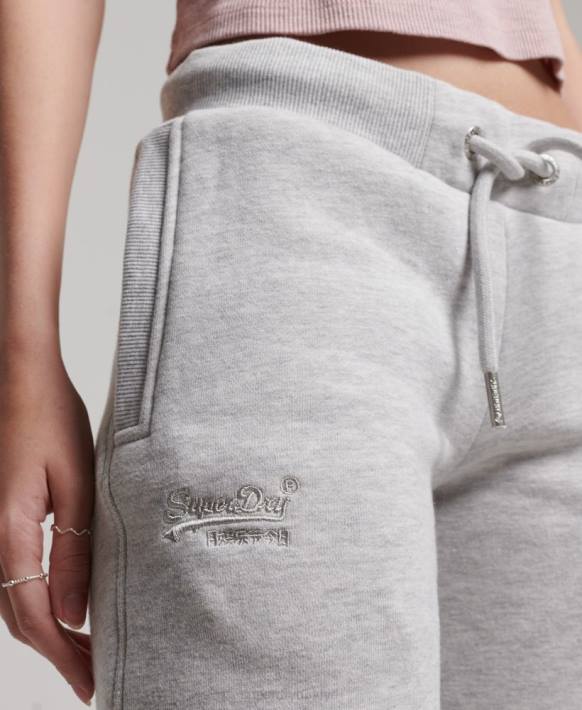kadınlar Superdry açık gri vintage logo işlemeli jogger pantolon NNTB3896