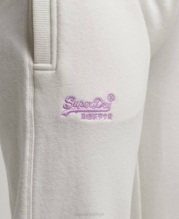 kadınlar Superdry beyaz vintage logo işlemeli jogger pantolon NNTB2308