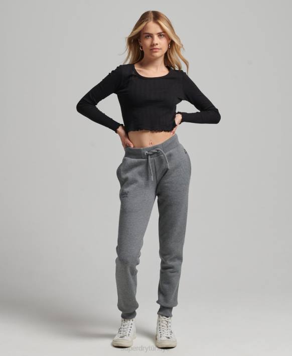 kadınlar Superdry gri organik pamuklu basic logolu eşofman altı NNTB6675