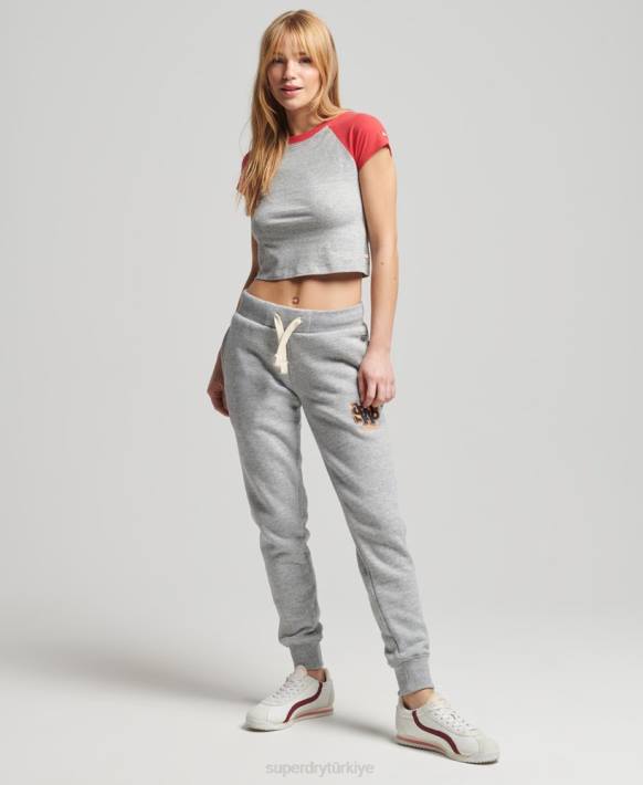 kadınlar Superdry gri vintage kolej koşucuları NNTB6588