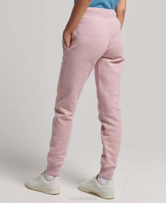 kadınlar Superdry pembe organik pamuklu eski logo işlemeli jogger pantolon NNTB6581
