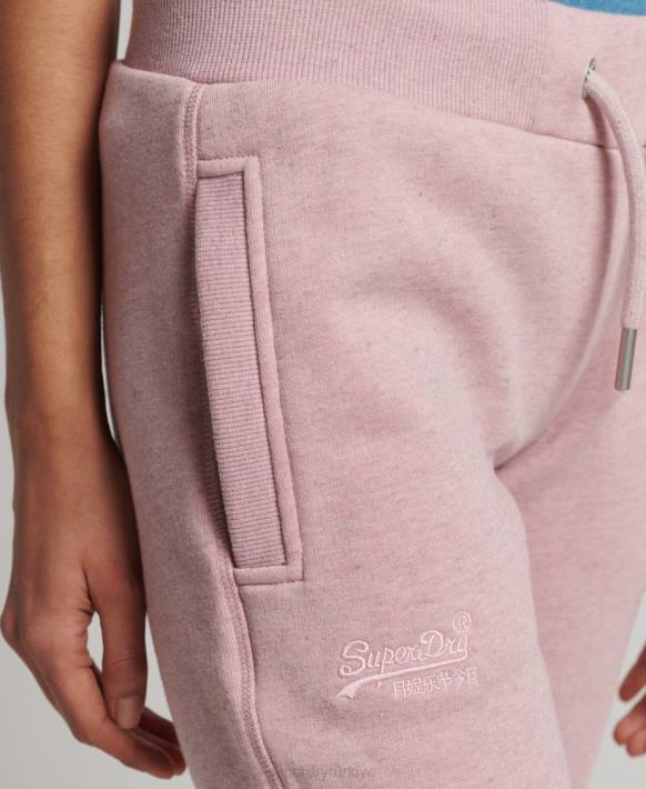 kadınlar Superdry pembe organik pamuklu eski logo işlemeli jogger pantolon NNTB6581