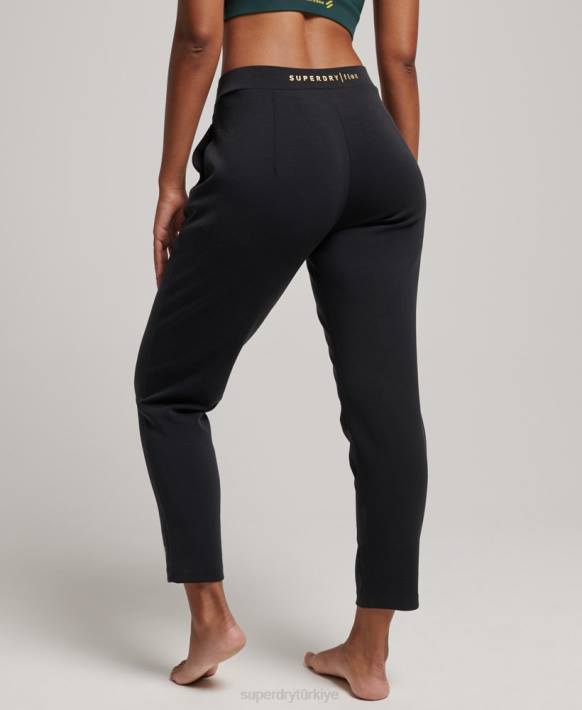 kadınlar Superdry siyah esnek özel joggers NNTB3923