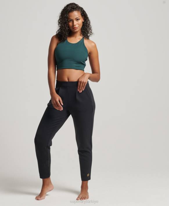 kadınlar Superdry siyah esnek özel joggers NNTB3923