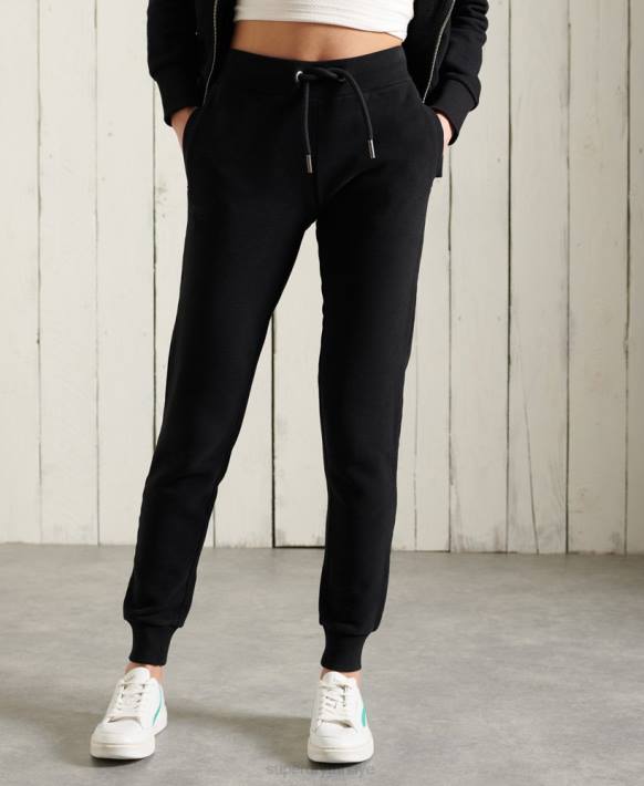 kadınlar Superdry siyah turuncu etiketli klasik eşofman altı NNTB3947