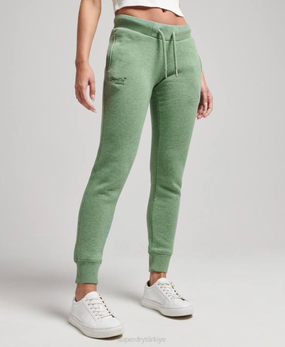 kadınlar Superdry yeşil organik pamuklu basic logolu eşofman altı NNTB6704