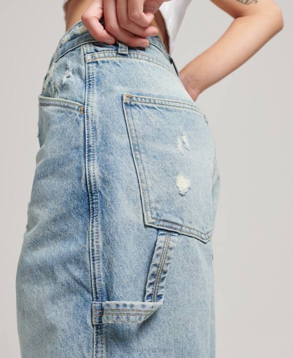 kadınlar Superdry açık mavi organik pamuklu vintage marangoz kot pantolon NNTB3866