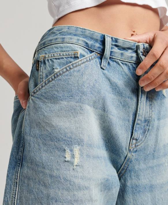 kadınlar Superdry açık mavi organik pamuklu vintage marangoz kot pantolon NNTB3866
