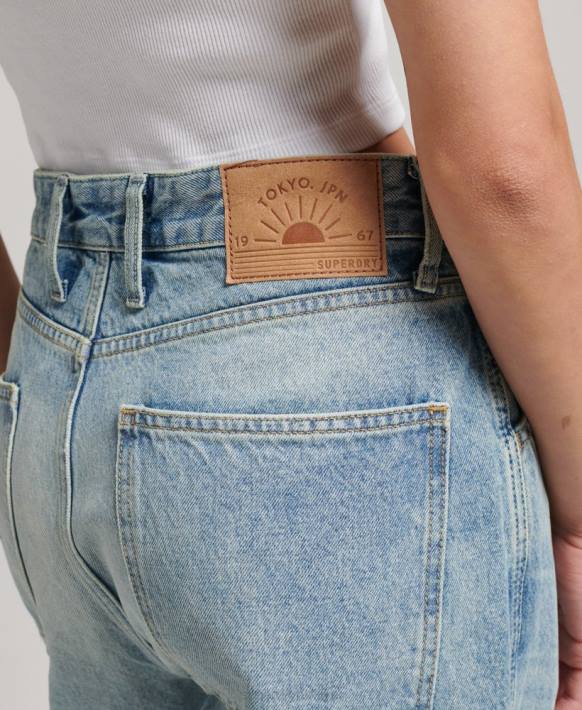 kadınlar Superdry açık mavi organik pamuklu vintage marangoz kot pantolon NNTB3866