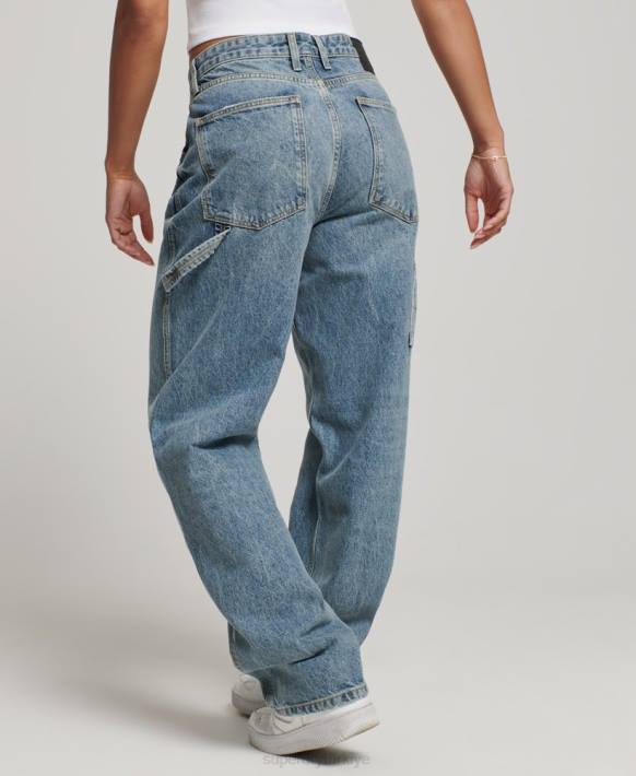 kadınlar Superdry açık mavi organik pamuklu vintage marangoz kot pantolon NNTB3881
