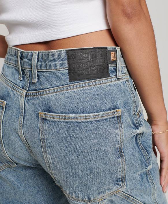 kadınlar Superdry açık mavi organik pamuklu vintage marangoz kot pantolon NNTB3881