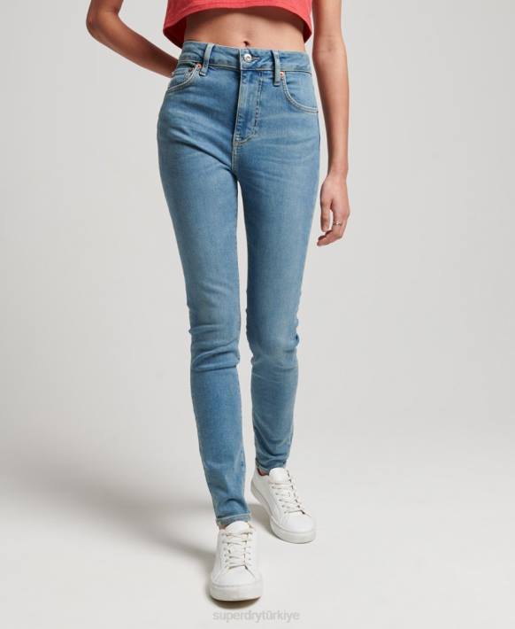 kadınlar Superdry mavi organik pamuklu yüksek belli skinny denim jean pantolon NNTB3880