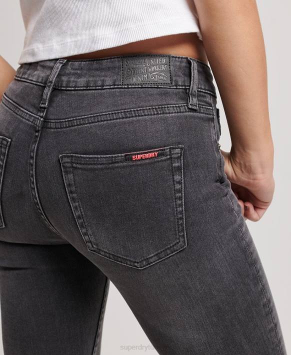 kadınlar Superdry siyah organik pamuklu vintage orta belli skinny jean pantolon NNTB3885