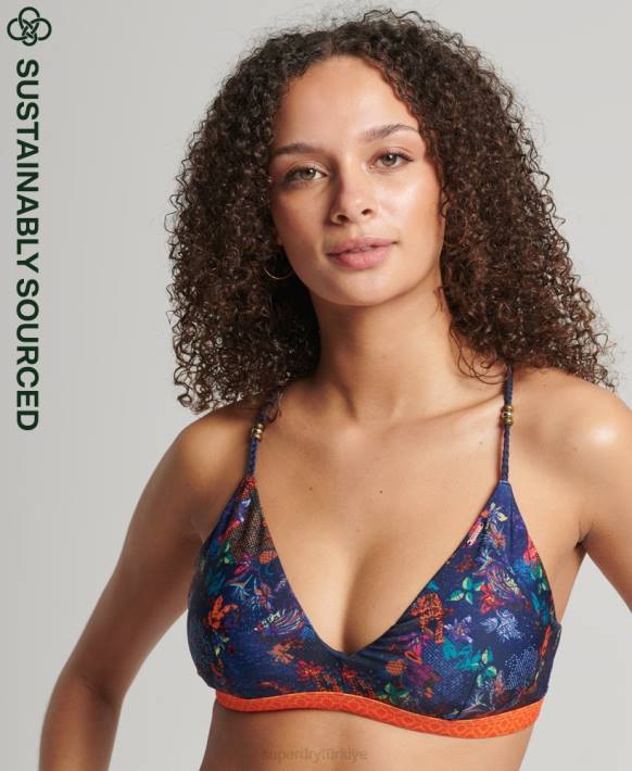 kadınlar Superdry Donanma eski tropik bikini üstü NNTB6520