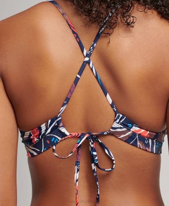 kadınlar Superdry Donanma geri dönüştürülmüş üçgen bikini üstü NNTB3182