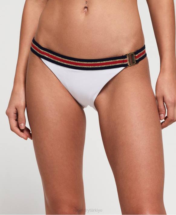 kadınlar Superdry beyaz kret logolu sabit tri bikini altı NNTB3250