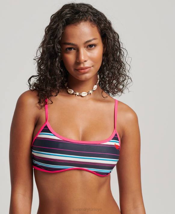 kadınlar Superdry çok çizgili geri dönüştürülmüş bikini üstü NNTB3214