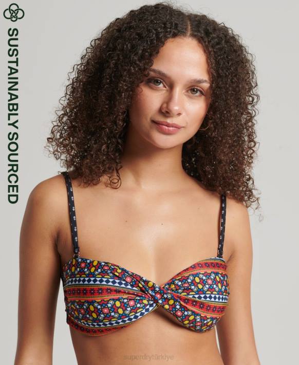 kadınlar Superdry çok vintage kıvrımlı bandeau bikini üstü NNTB6636