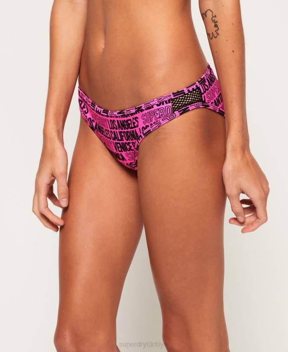 kadınlar Superdry pembe cali logolu bikini altı NNTB3266