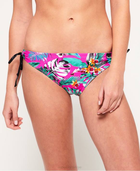 kadınlar Superdry pembe elektro tropik kravatlı bikini altı NNTB3261