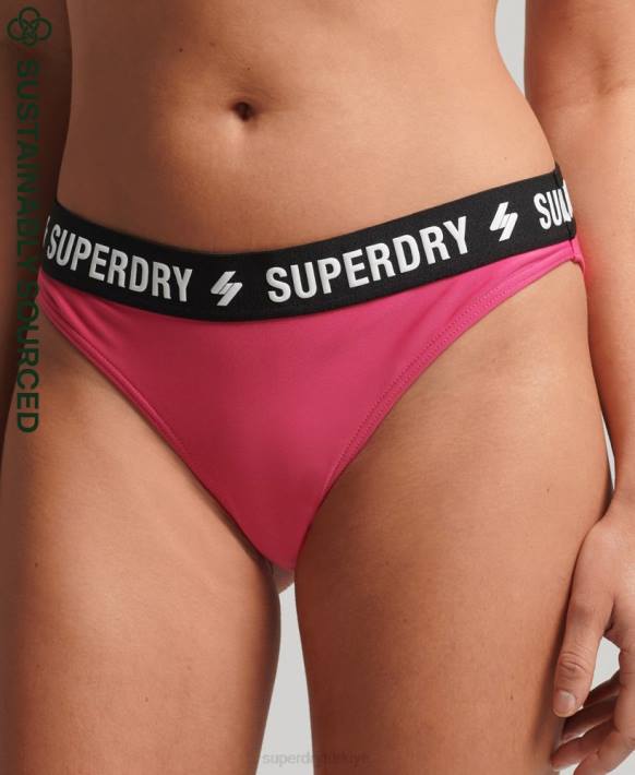 kadınlar Superdry pembe geri dönüştürülmüş elastik bikini altı NNTB6697