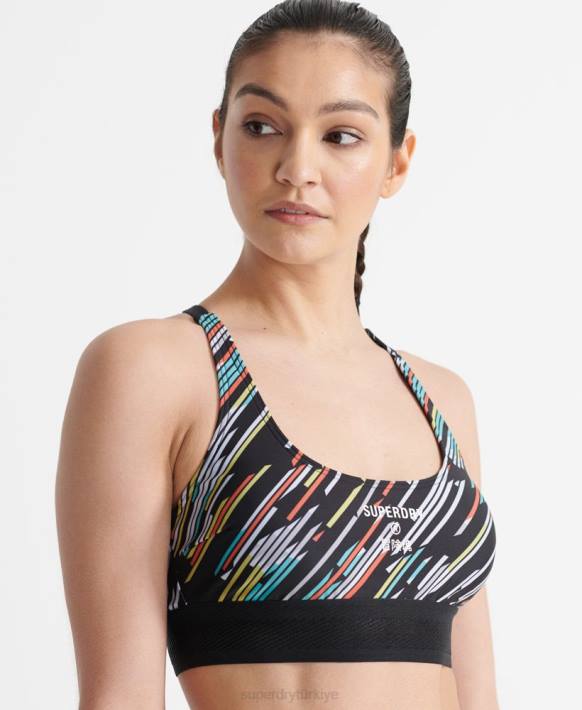 kadınlar Superdry siyah spor voleybolu bikini üstü NNTB6353