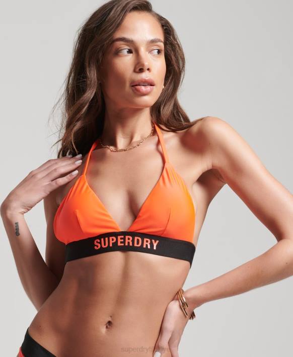 kadınlar Superdry turuncu üçgen elastik geri dönüştürülmüş bikini üstü NNTB3200