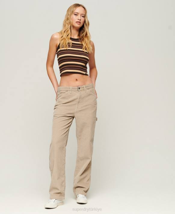 kadınlar Superdry kahverengi kordon marangoz pantolon NNTB2565
