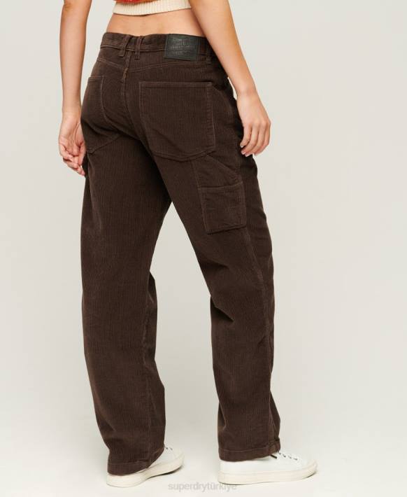 kadınlar Superdry kahverengi kordon marangoz pantolon NNTB2568