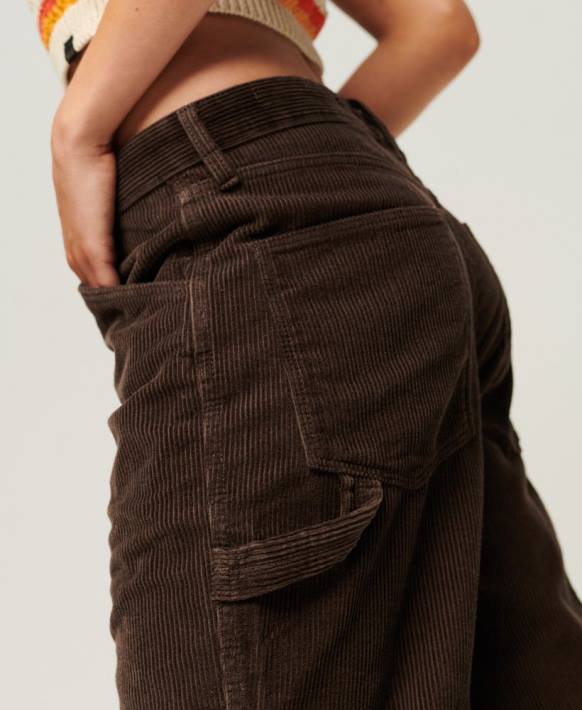 kadınlar Superdry kahverengi kordon marangoz pantolon NNTB2568