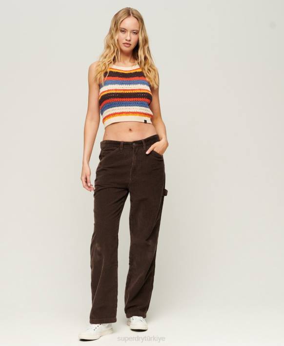 kadınlar Superdry kahverengi kordon marangoz pantolon NNTB2568