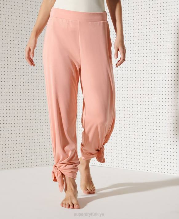 kadınlar Superdry pembe esnek geniş paça pantolon NNTB3944
