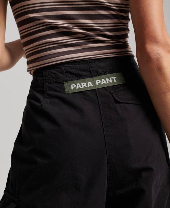 kadınlar Superdry siyah bol paraşüt pantolon NNTB2013