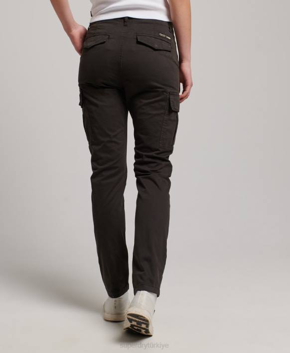 kadınlar Superdry siyah organik pamuklu ince kargo pantolon NNTB2581
