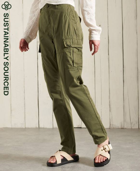kadınlar Superdry yeşil ince kargo pantolon NNTB2605