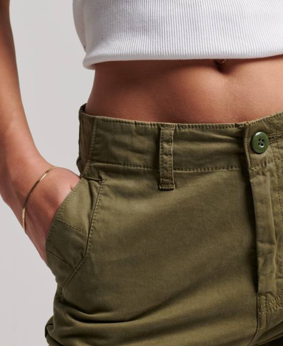 kadınlar Superdry yeşil organik pamuklu ince kargo pantolon NNTB2569