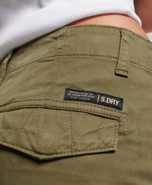 kadınlar Superdry yeşil organik pamuklu ince kargo pantolon NNTB2569