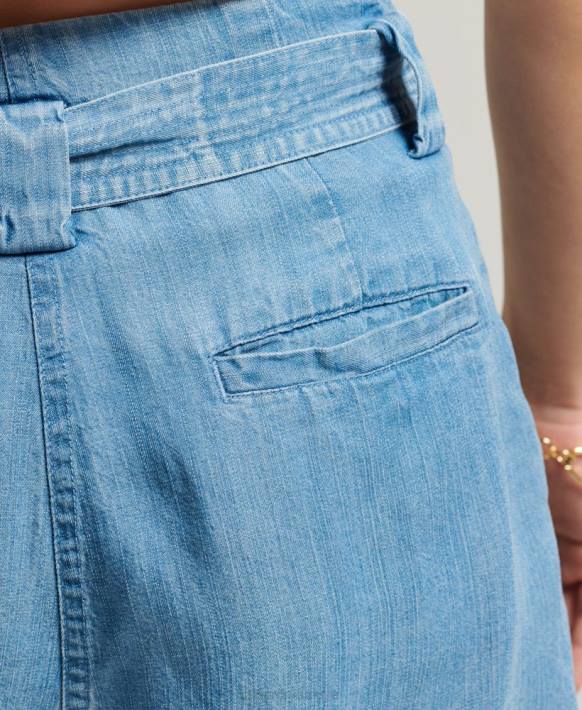 kadınlar Superdry açık mavi çöl kese kağıdı şortu NNTB3151